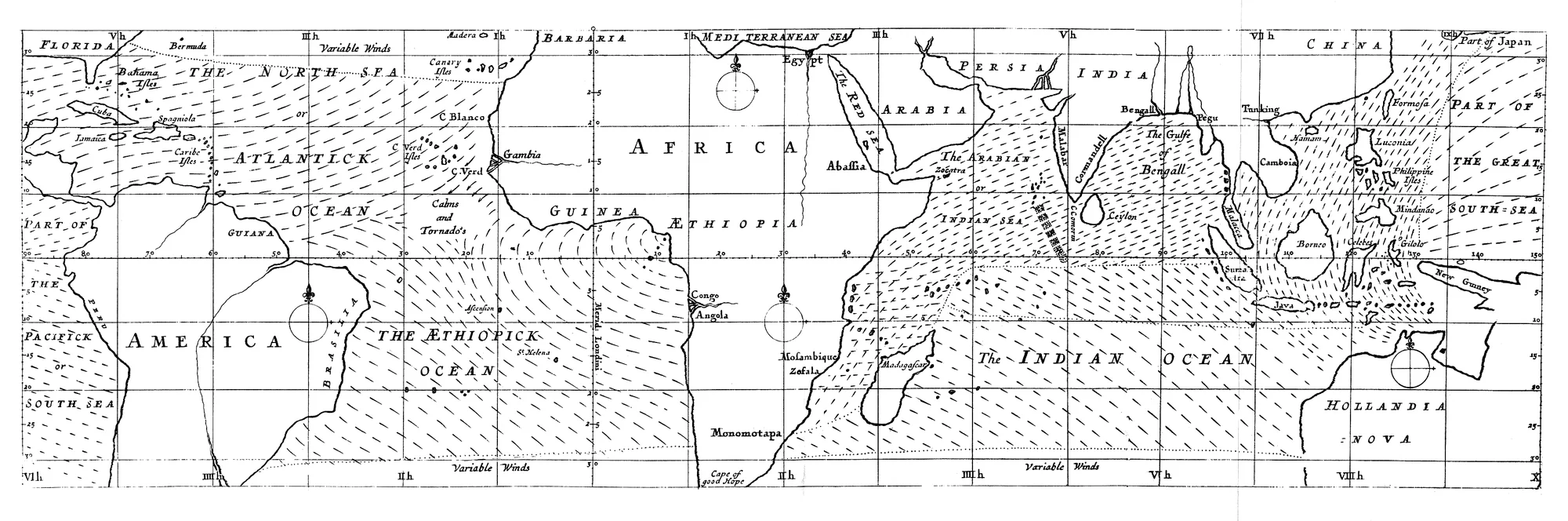 The map of the paper, Philosophical Transactions, vol. 16, 1686. Image: Princeton University Library, via Wikimedia Commons.
